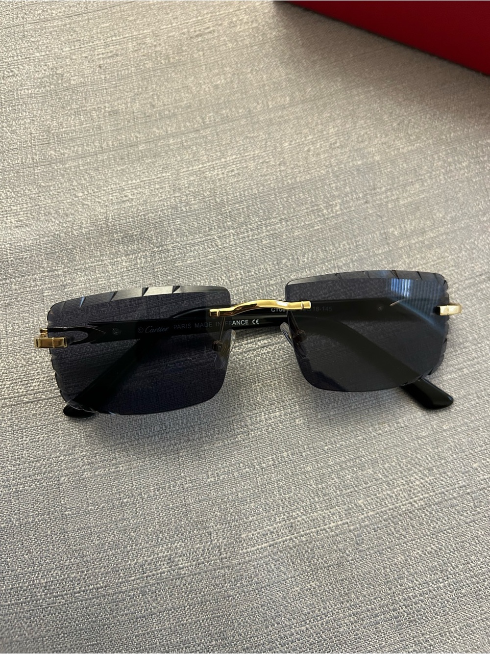 Cartier blue & Gold Rimless Men's Sunglasses - Picture 4 of 4